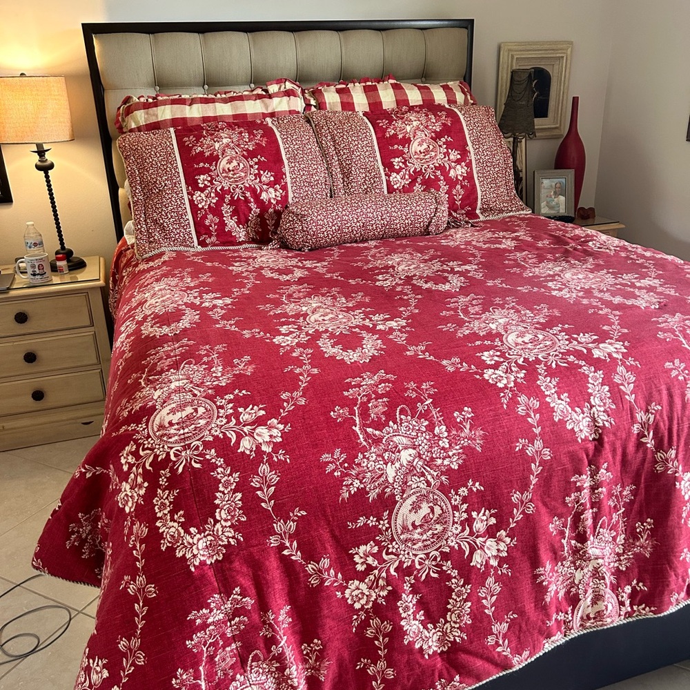 Sherry Kline Home French Country Red and Cream Comforter Set